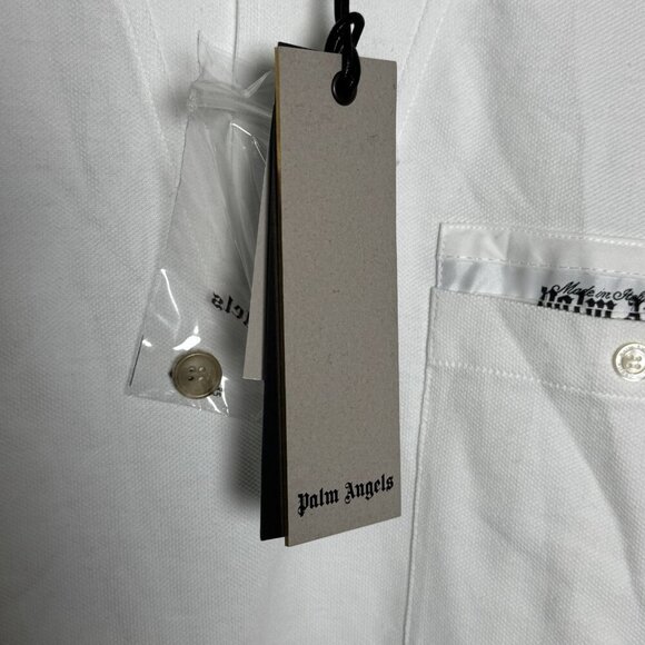 Palm Angels Sartorial Tape Cotton Polo Shirt white mens size Medium New with tag - Picture 7 of 15